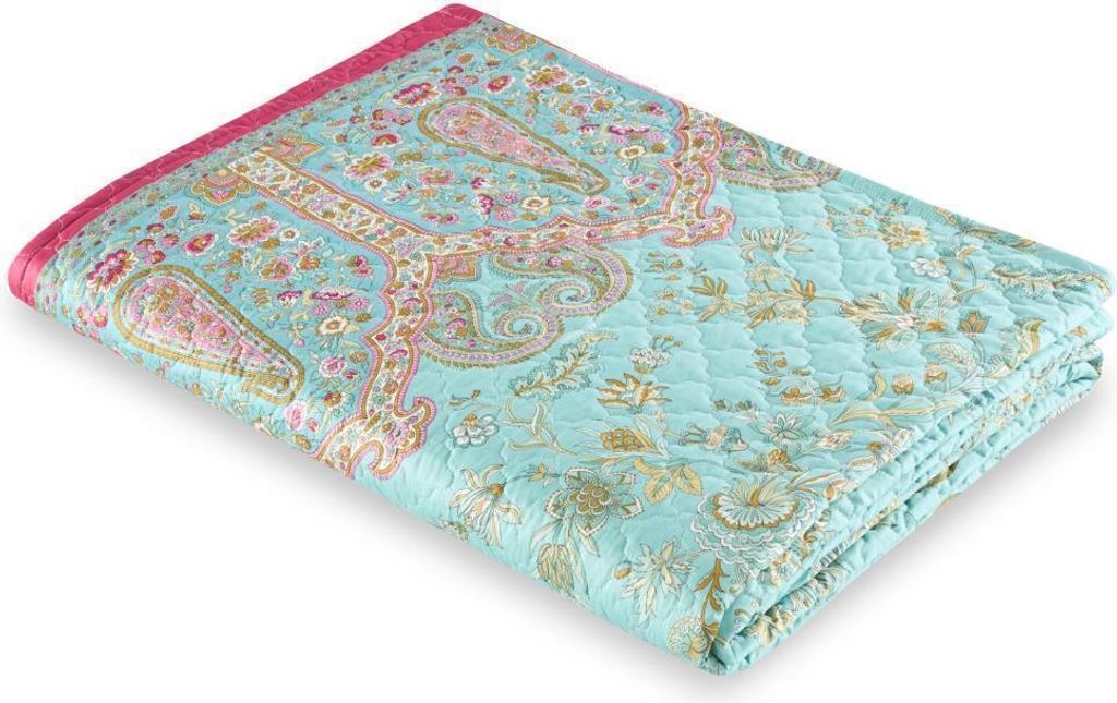 Bassetti Baumwoll-Tagesdecke INDIAN ROSES Farbe T1 TURCHESE Größe 220x255