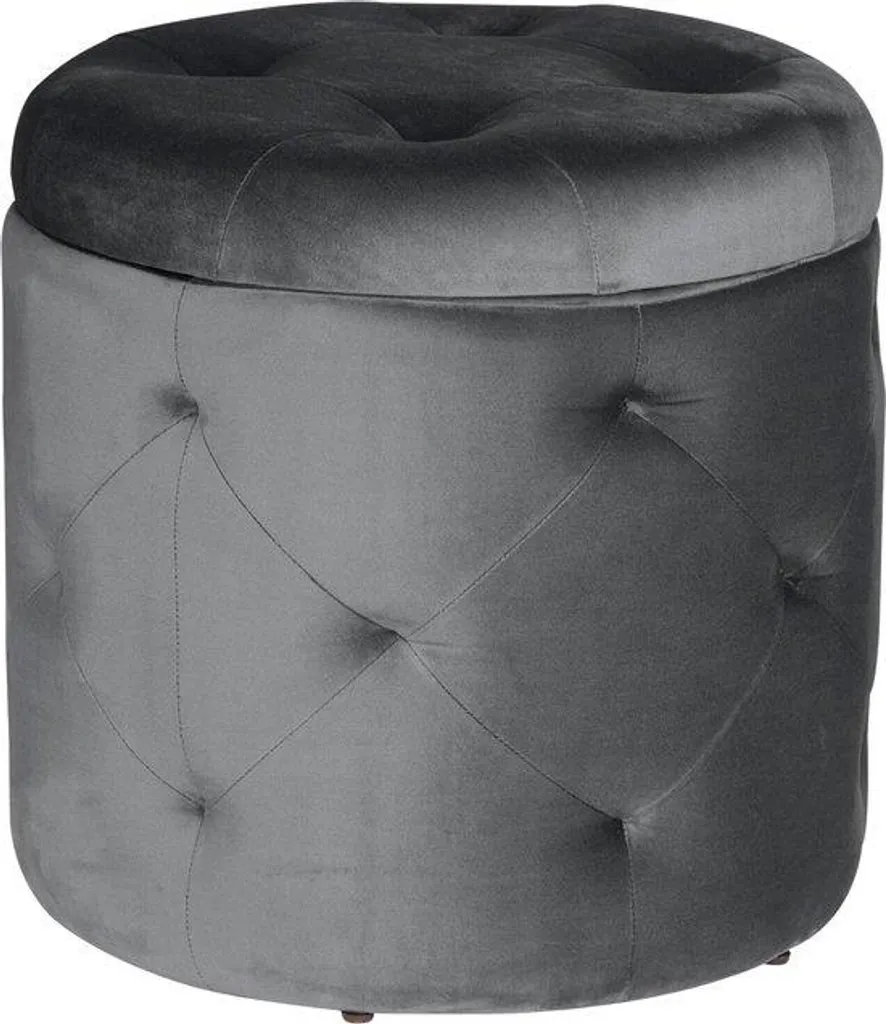 Pouf coffre et siège de rangement design en tissu gris foncé robuste