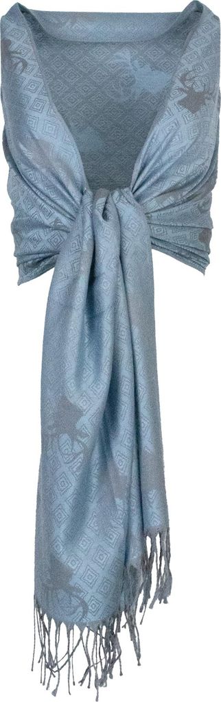 Halstuch Schal mit Hirschkopf Motiv 185 x 70 cm | Hellblau Produktbild 
