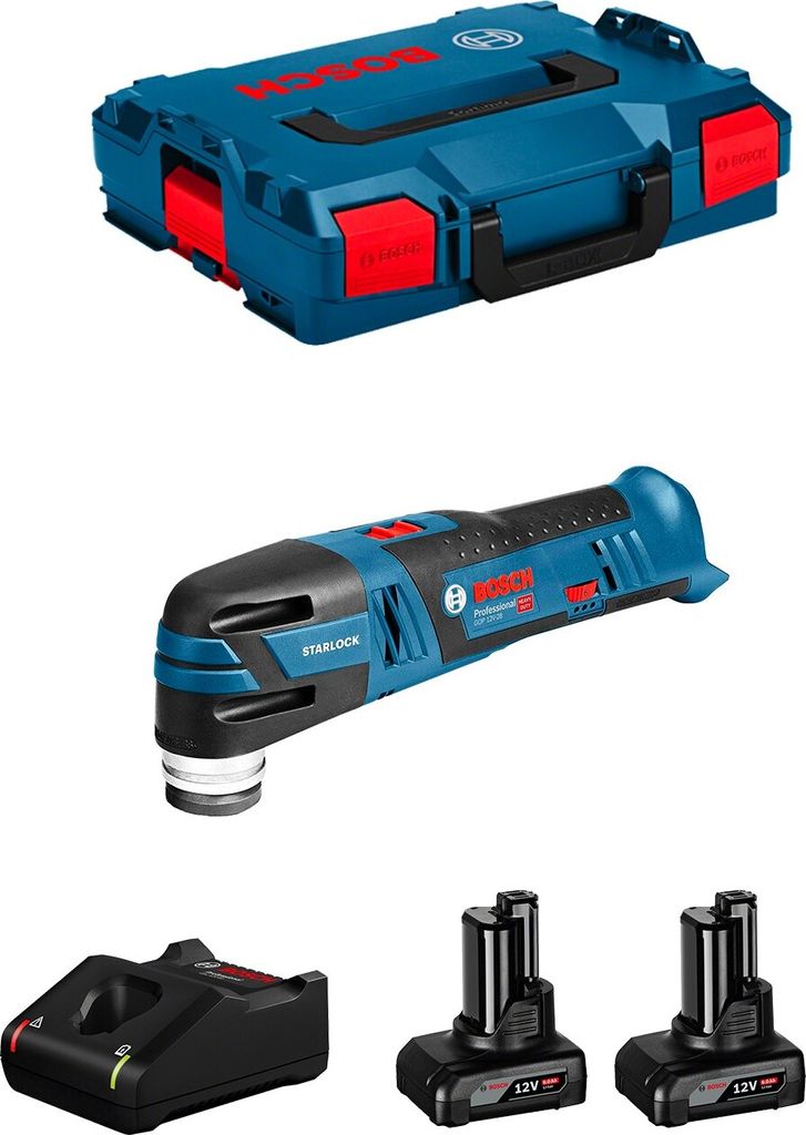 Multi-Cutter BOSCH GOP 12V-28 (2 x 6,0 Ah + GAL12V-40 + L-Boxx 102)