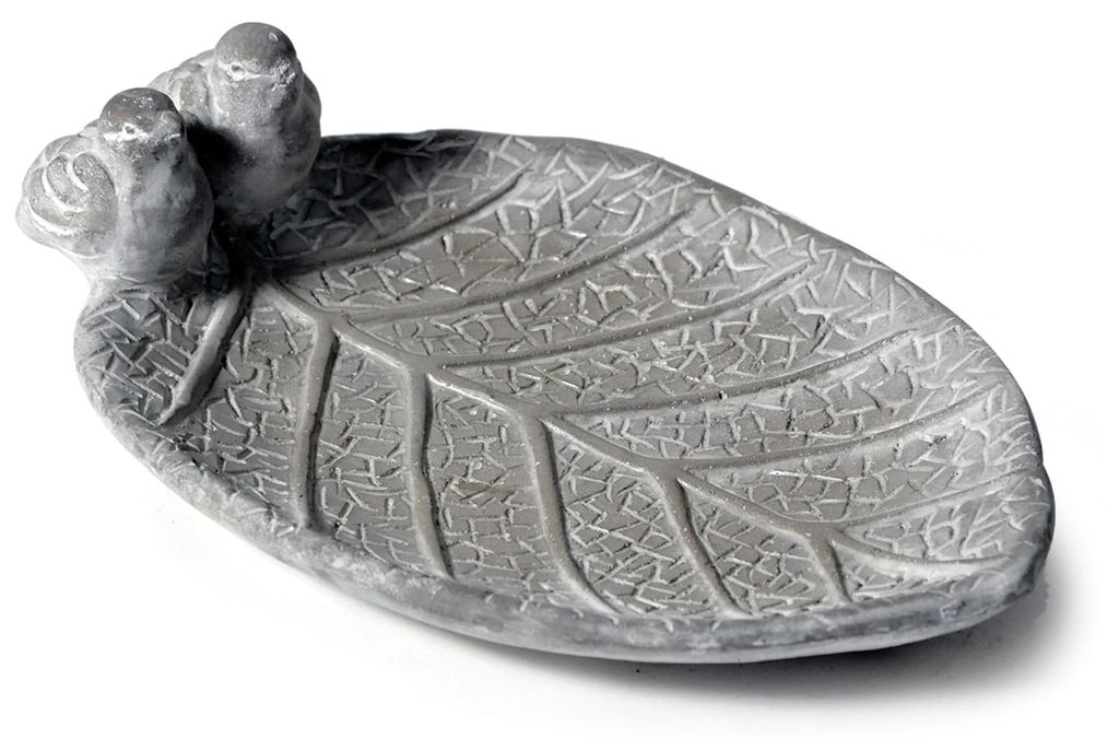 Mega Collections Vogeltranke/Futterhaus - Blatt - grau - 33 x 17 cm