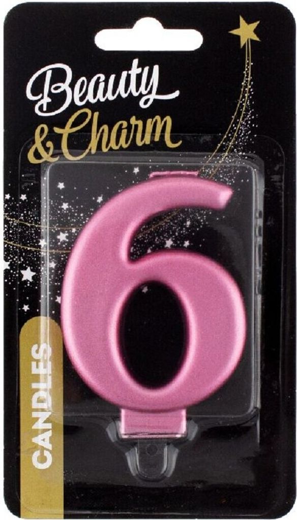 Candela B & C 6 cifre, rosa-oro metallizzato 8 cm Immagine del prodotto 