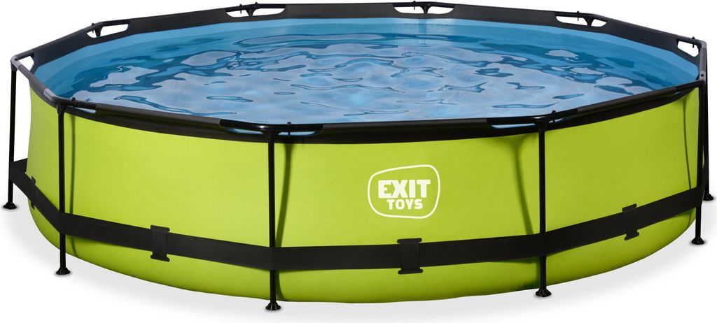 An outdoor swimming pool filled with water, set against a plain white background.