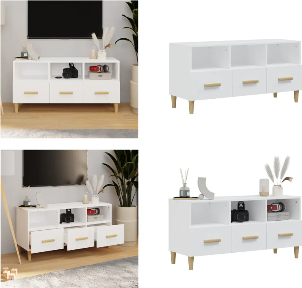 Mobile TV Bianco 102x36x50 cm Legno Multistrato vidaXL | Offerta Shop