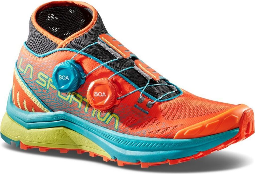 Jackal II Boa Woman, La Sportiva Mountain Running Footwear, 38, Cherry Tomato/Lagoon (Red) - La Sportiva
