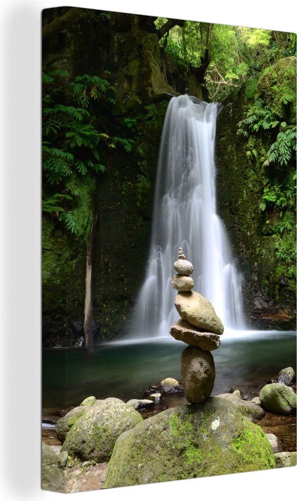 OneMillionCanvasses - Leinwandbilder - 90x140 cm, Wasserfall Salto do Prego auf den Azoren, Wandbilder Kunstdruck Wanddekoration - Wandschmucke -...