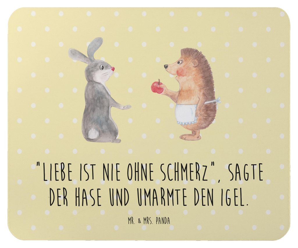 Mr. & Mrs. Panda Mauspad Hase Igel - Gelb Pastell - Geschenk, pc mausunterlage, und, Mousepad, Lustige Sprüche, Liebe Spruch, laptop, Trösten, mo...