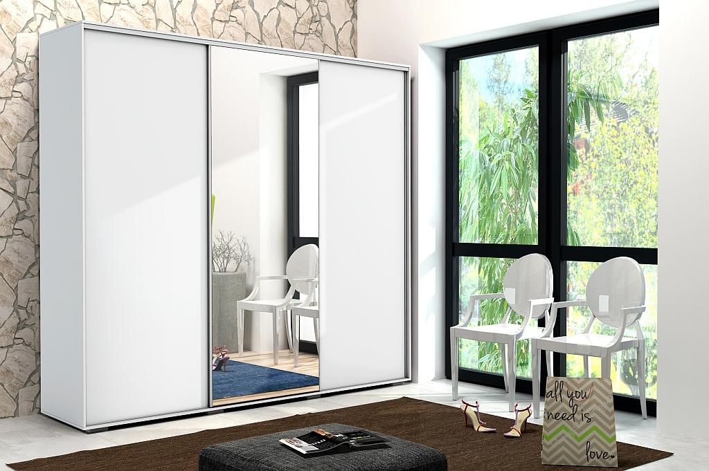 A25 Schiebetürenschrank - Weiß - 250 x 62 x 245 cm