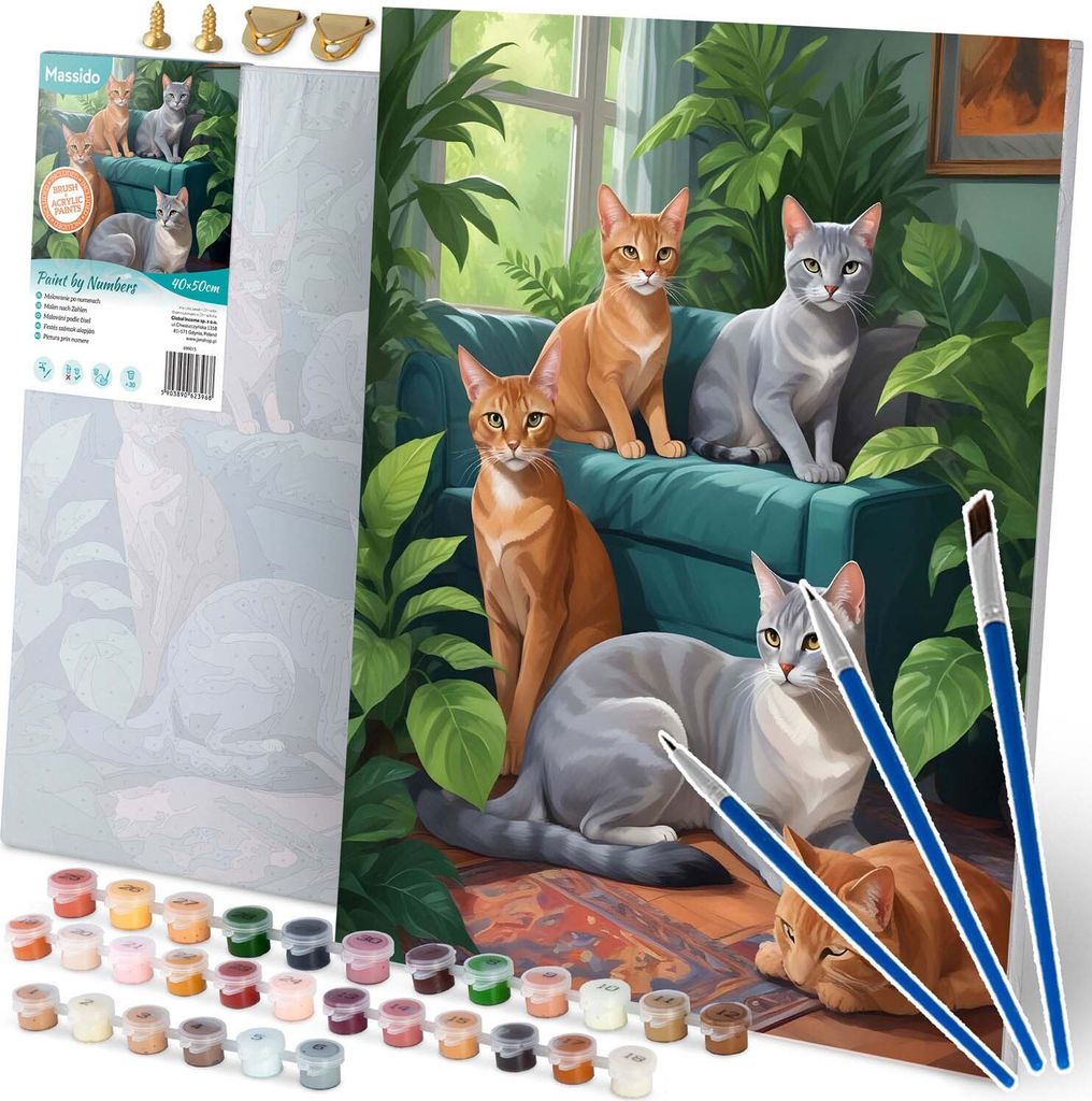 Malen nach Zahlen Bild 40x50 cm Massido Katzen