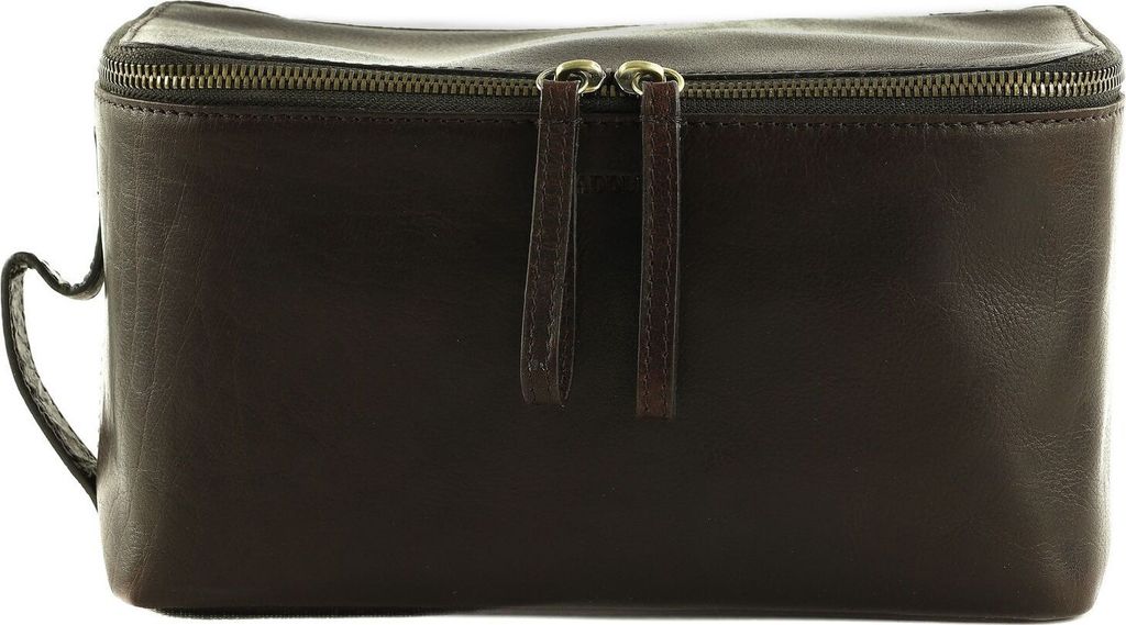 SADDLER Leder Kulturbeutel Baro Toiletry Bag Dark Brown dunkelbraun