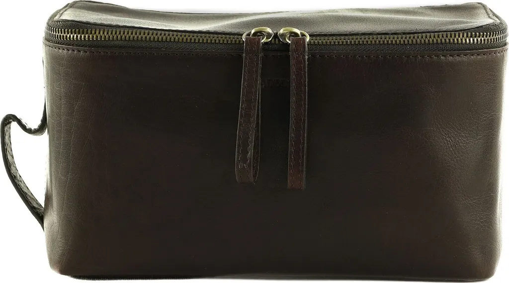 Trousse de Toilette SADDLER Baro en Cuir Marron avec Doublure Nylon