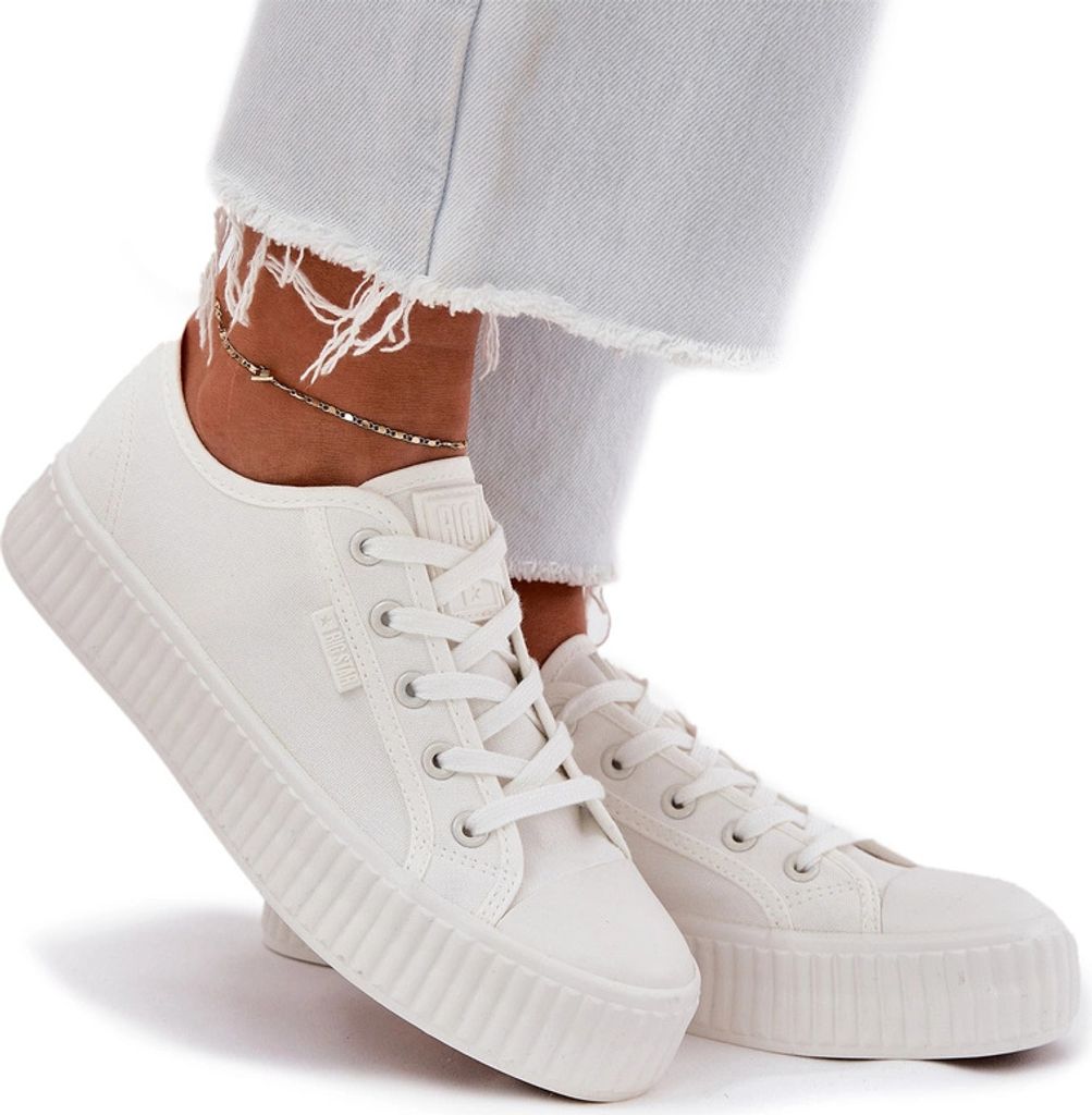 Damen Stoff Sneaker Auf Plattform Big Star RR274776 Weiß 36