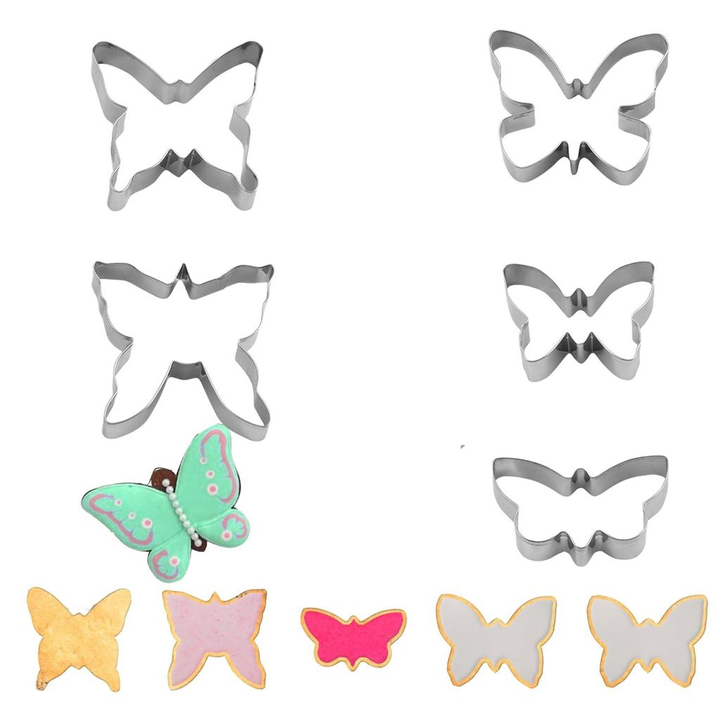 5-teiliges Schmetterlings-Ausstechformen-Set – Ausstechformen aus Edelstahl zum Dekorieren von Gebäck, Keksen, Sandwiches und Kuchen – lebensm...