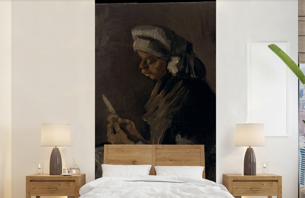 MuchoWow Fototapete für Wohnzimmer oder Schlafzimmer Wandtapete Vinyl Motivtapete Kartoffelschäler - Vincent van Gogh - 120x240 cm - Hintergrun...