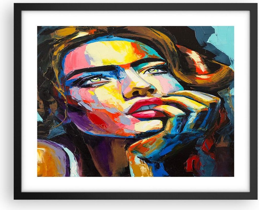 Gerahmtes Poster - Schwarzer Rahmen - Mädchen Gesicht - 50x40 cm - Wand Bild - Wanddeko - Wandbilder - Kunstposter - Wandposter - Bilderrahmen - B...
