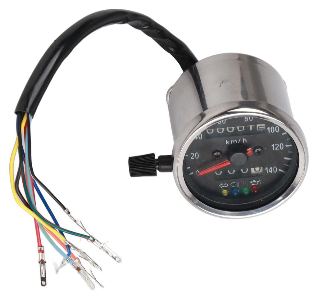 Motorrad-Tachometer, universeller wasserdichter Geschwindigkeitsmesser mit LED-Hintergrundbeleuchtung, schwarzes Gesicht, UV-Schutz, hohe Empfindlichk