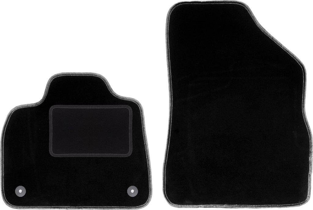Velours-Fußmatten Vorne passend für Citroen DS5 (Limousine, Bj. 2011-2018) – schwarz, passgenau, mit Befestigungen set 2 Stk. - STANDARD