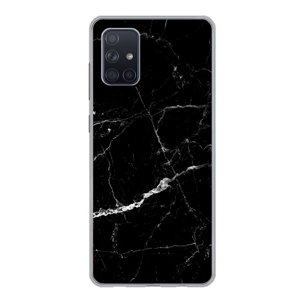 MuchoWow Handyhülle Schutzhülle Hülle für Samsung Galaxy A51 Marmor - Schwarz - Marmoroptik - Weiß - Luxus - Stein Silikon Softcase Handy H...