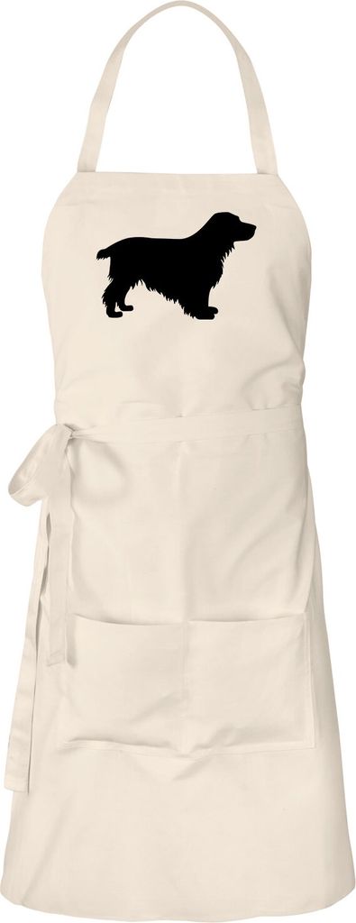 Huuraa Schürze English Cocker Spaniel Silhouette Natur mit Taschen Baumwolle Kochschürze Geschenkidee