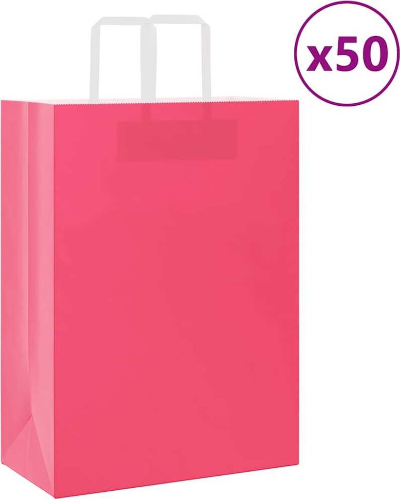 Papiertragetaschen 50 Stk. mit Henkeln Rosa 32x17x44 cm