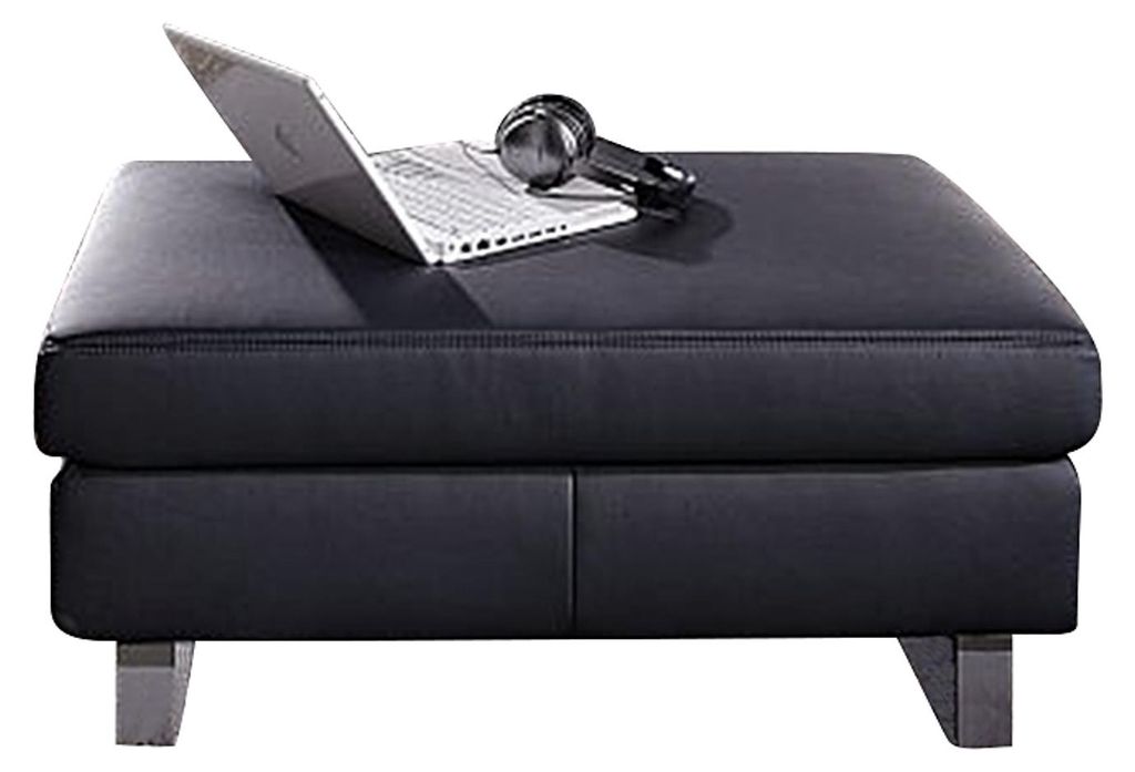 home24 Hocker - Kunstleder Schwarz Produktbild 