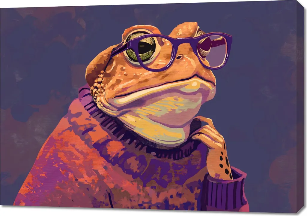 Image 100 x 70 cm Corps de grenouille hipster - Tableau déco original