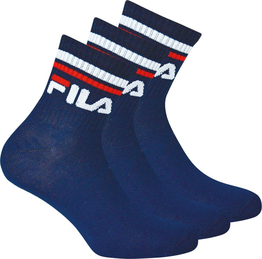FILA Unisex Socken, 3 Paar Quarter - Kurzsocken, Sport, Logo-Bund, uni Blau 43-46