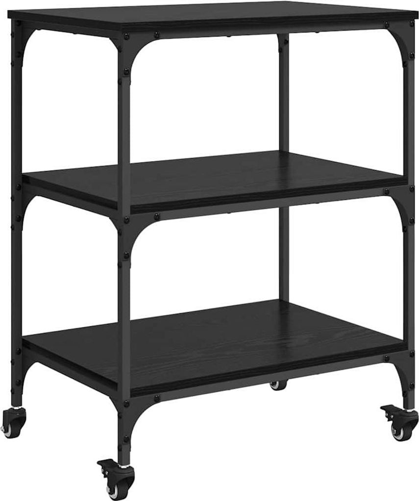 vidaXL Küchentrolley Schwarz Eichen-Optik 60 x 41 x 76 cm