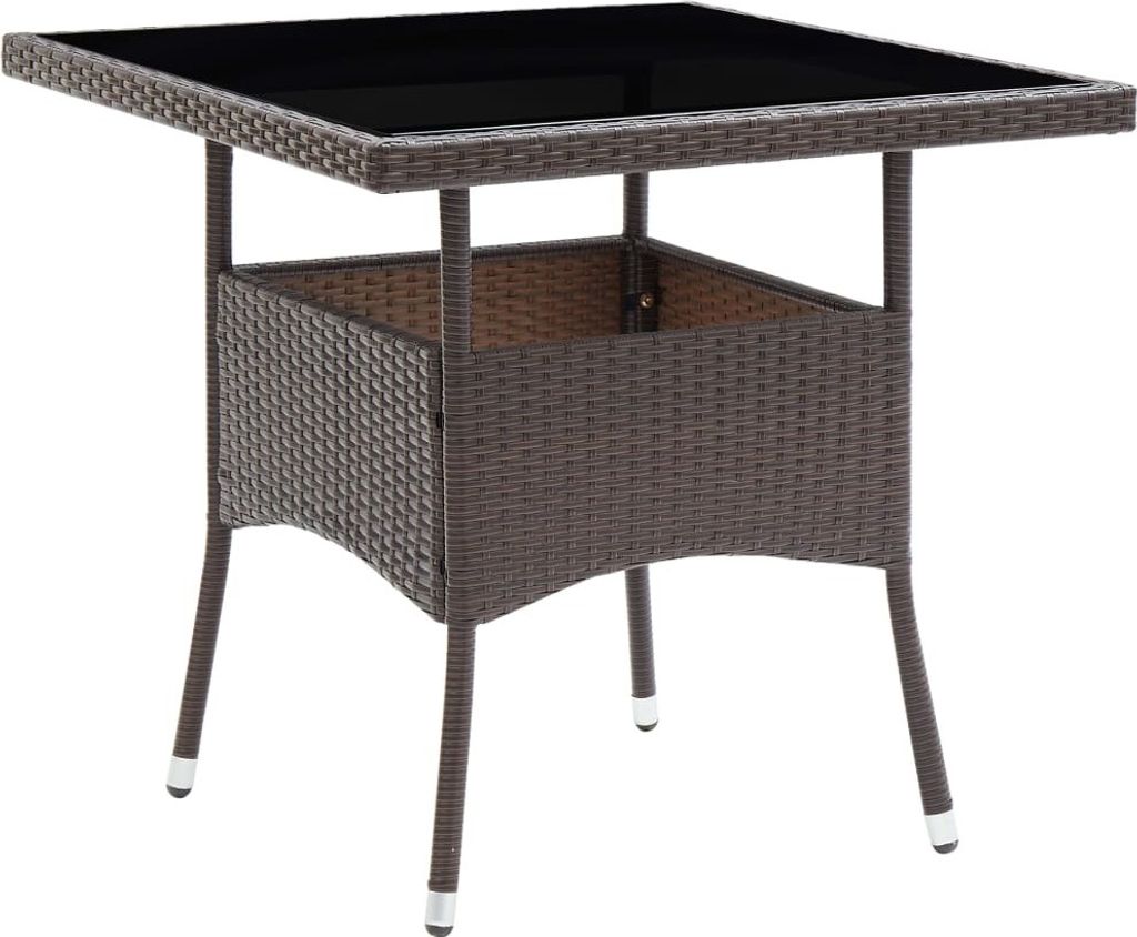 The Living Store Garten-Esstisch Braun Poly Rattan
