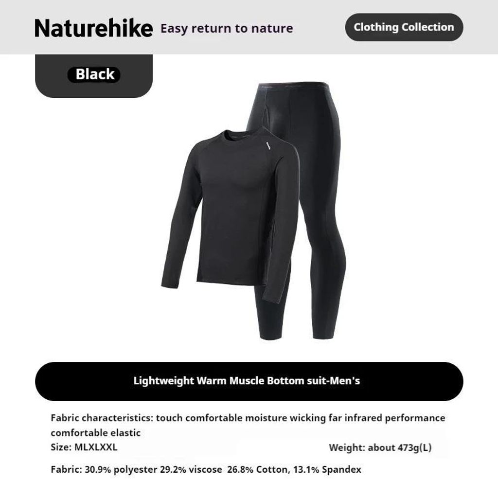 Thermo Unterwäsche Herren Set - Funktionswäsche Longsleeve und Hose - Leicht - Warm im Winter - Feuchtigkeitsableitend - Für Outdoor, Camping, W...