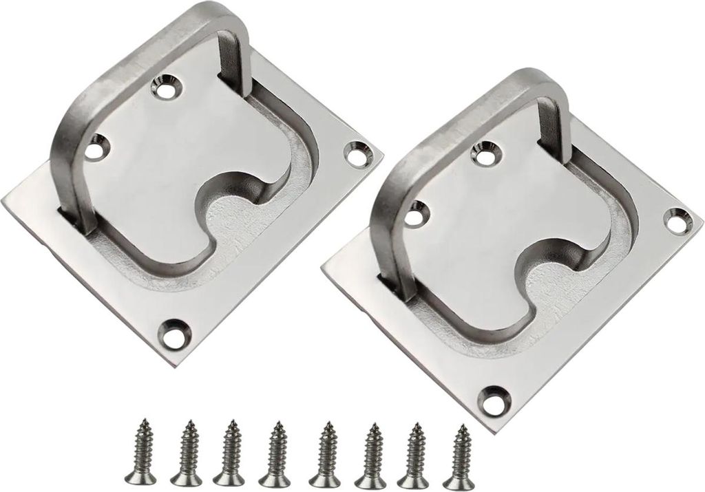 2 bündige Bootsluken, Edelstahl-Marinegriff, bündige Montage, bündiger Zuggriff für Bootsluken mit 8 Schrauben für Marine-Yacht-Bootsschrank-S...