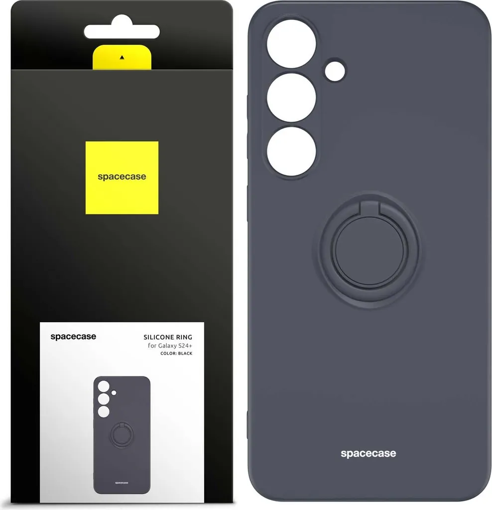 Custodia Silicone SPACECASE Galaxy S24+ Nero con Anello - Protezione Top
