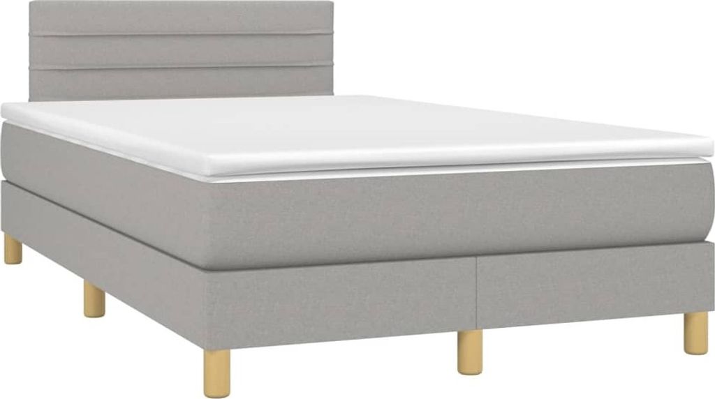 vidaXL Boxspringbett mit Matratze Hellgrau 120x200 cm Stoff