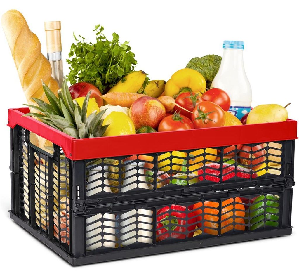 Novaliv Einkaufskorb Klappbox | 30L Rot Schwarz faltbar Produktbild 