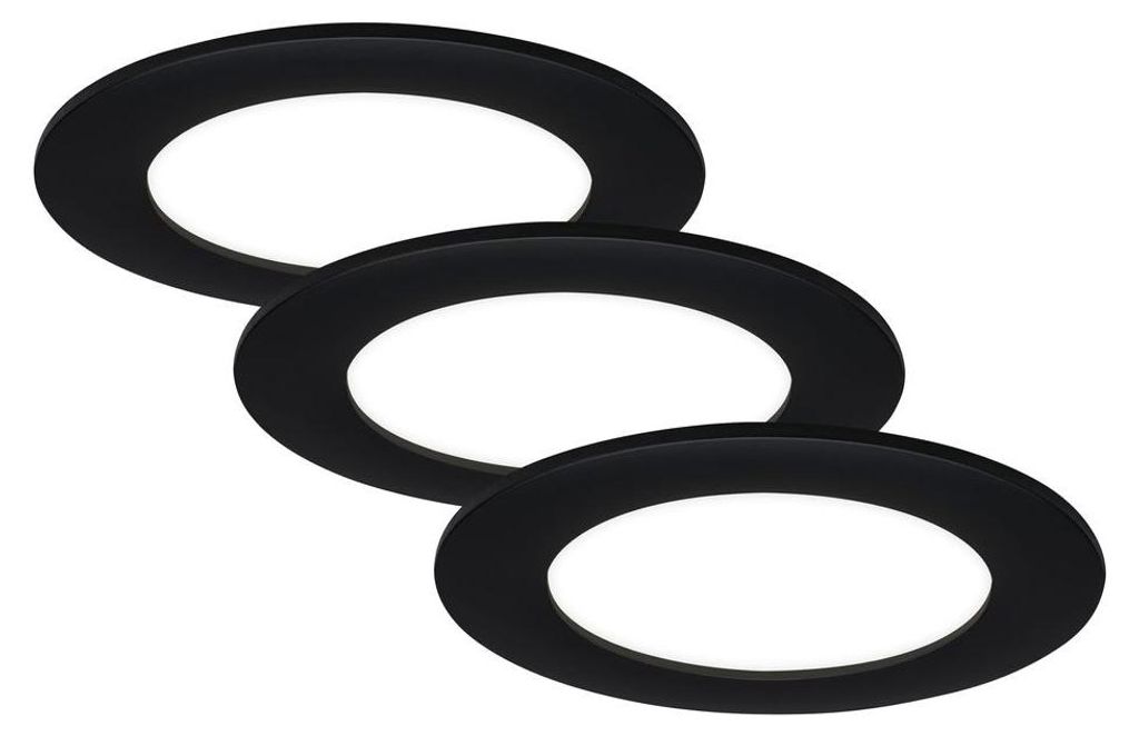 3 x Briloner LED Einbauleuchten Schwarz rund Ø12cm IP44 7W Productafbeelding 