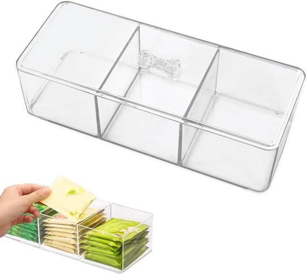 Boîte de rangement 3 compartiments transparente plastique pour le café