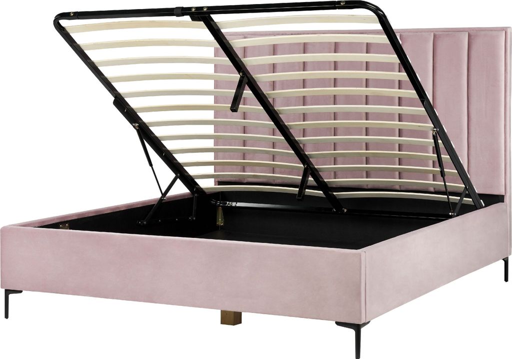 BELIANI Polsterbett Rosa Samtstoff Gesteppt mit Hohem Produktbild 