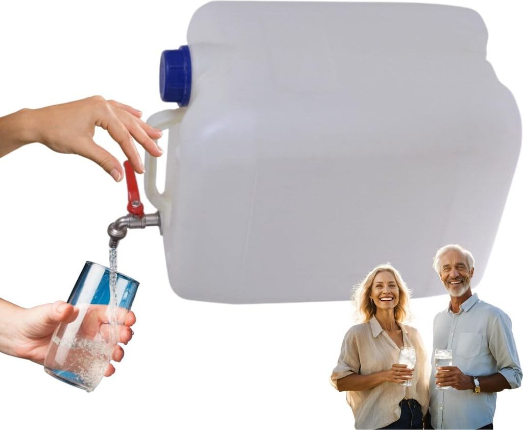 Anwicar Wasserkanister mit hahn - Wasser Kanister mit zapfhahn 20l - Camping Wassertank - Weiß