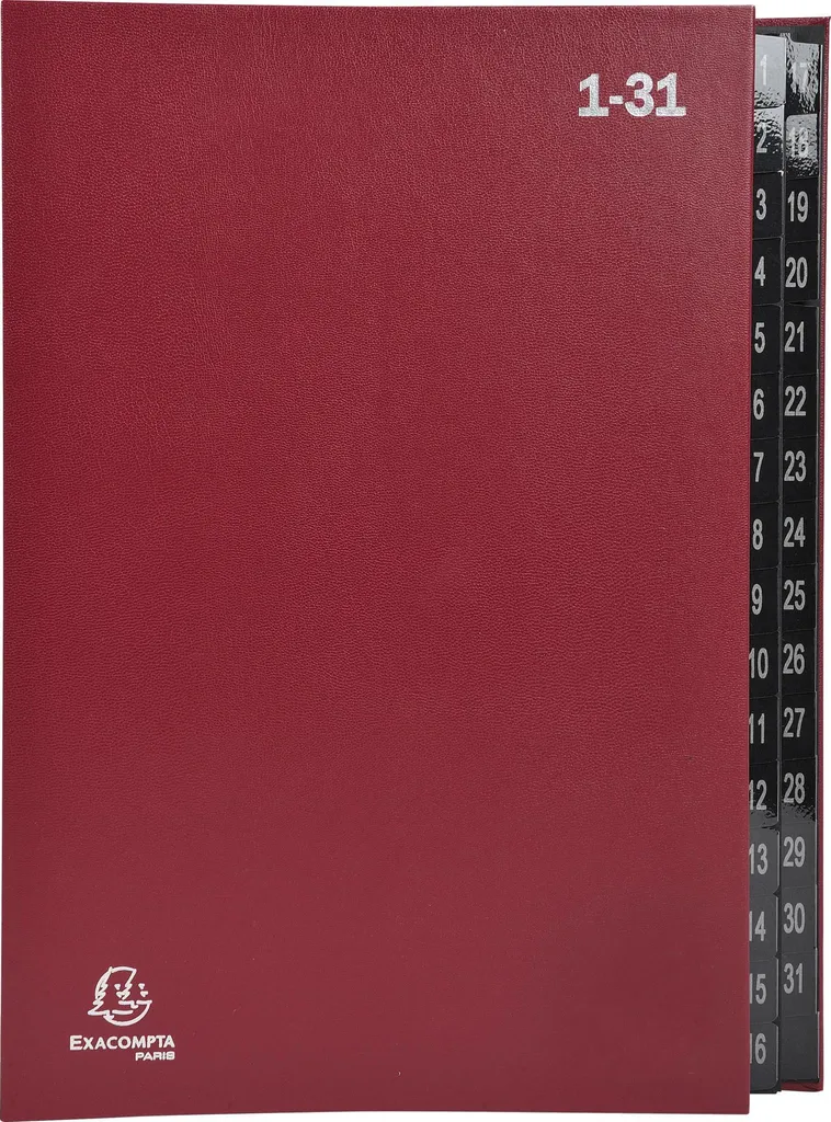Trieur valisette 32 positions en carte rigide rouge 24x34cm Exacompta