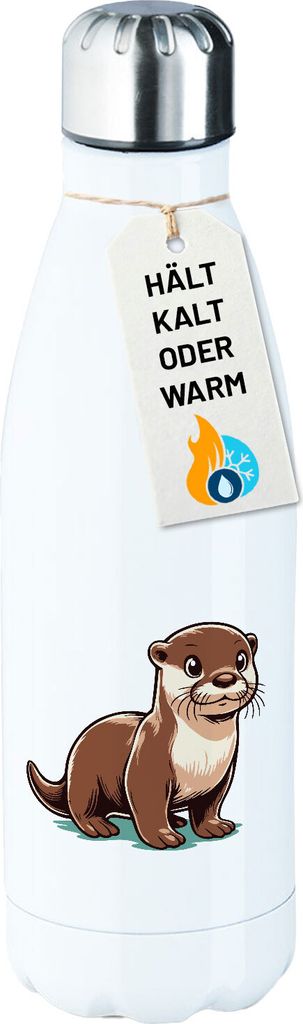 Huuraa Trinkflasche Otter Comic 500ml White Edelstahl Wasserflasche Trinkflasche Geschenkidee