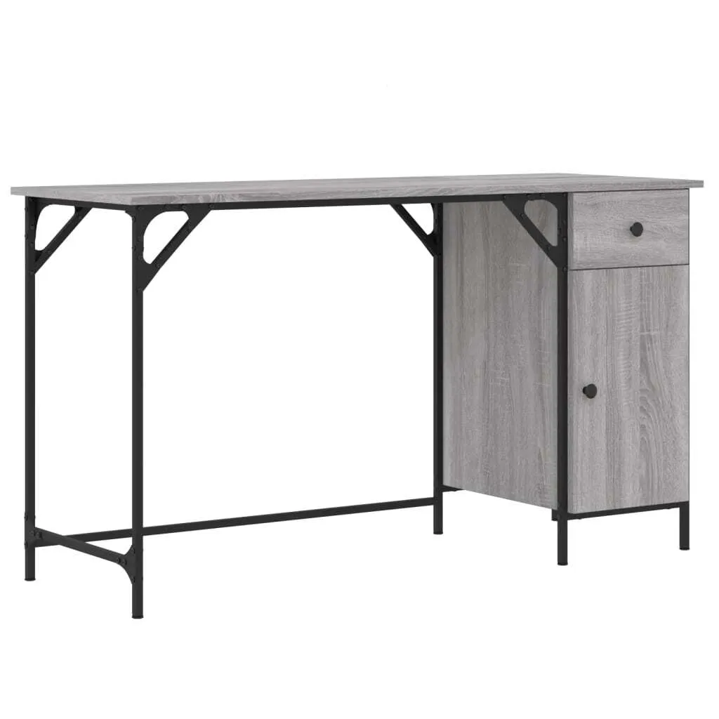 Scrivania Design Grigio Sonoma 131x48x75 cm | Arredo Studio Elegante