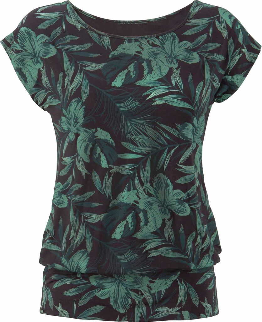 LASCANA Longshirt mit breitem Bund schwarz-grün Größe 36/38 Produktbild 