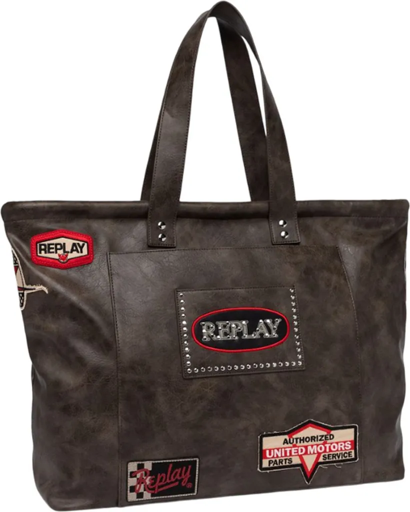 Grand Sac à Épaule REPLAY Shopper Bungee Cord Noir - Cabas Mode Femme