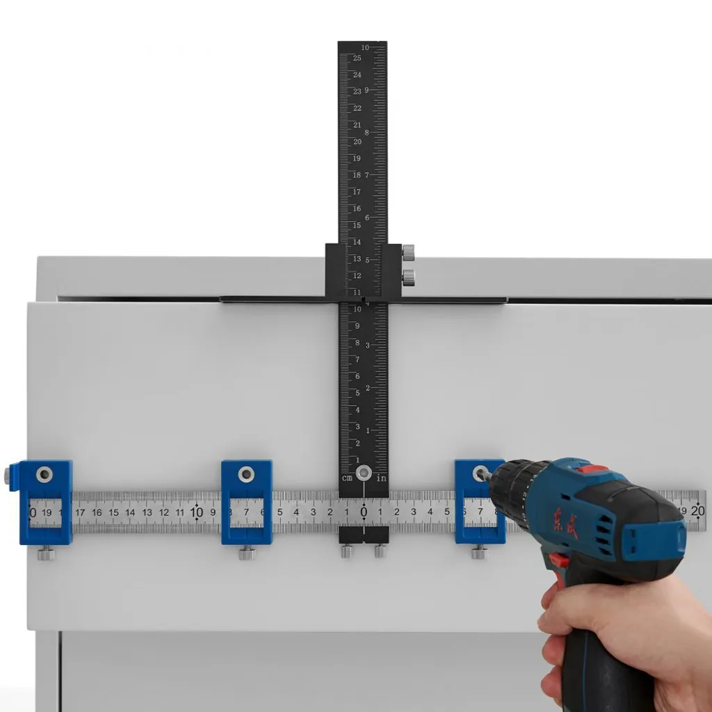 Dima per ferramenta per mobili - Dima regolabile per punzonatura 0-25 cm verticale, Dima per ferramenta per mobili 0-20 cm orizzontale, guida per foratura per punzonatura in lega d'alluminio + acciaio inox - SM®