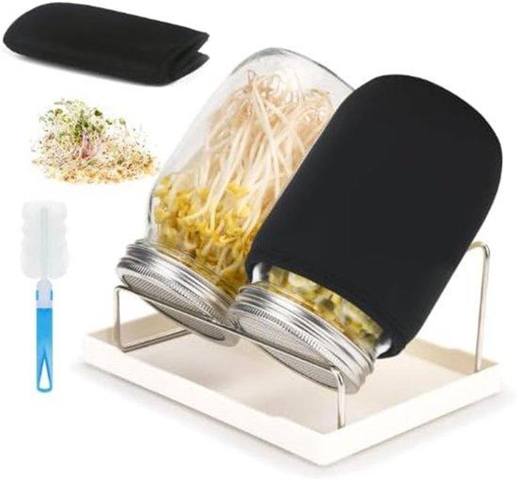 Keimglaskiste, 2-teilig mit Deckel, Sieb und Abfluss, Keimkasten für Alfalfa, Kreuzblume, Brokkoli, Mungbohnen