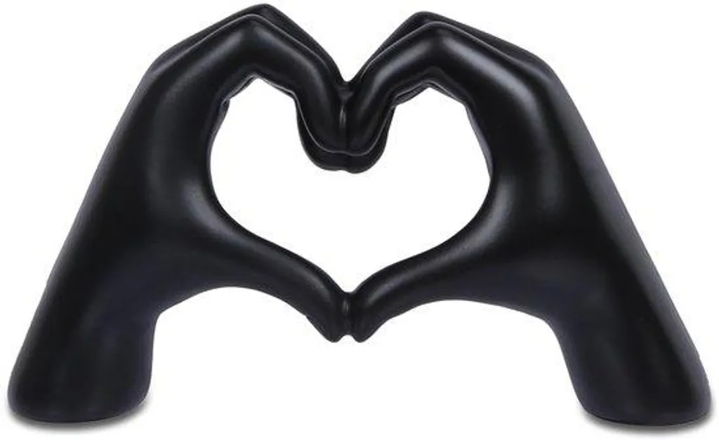 Sculpture abstraite Doigts Noirs en résine mate noire pour intérieur L