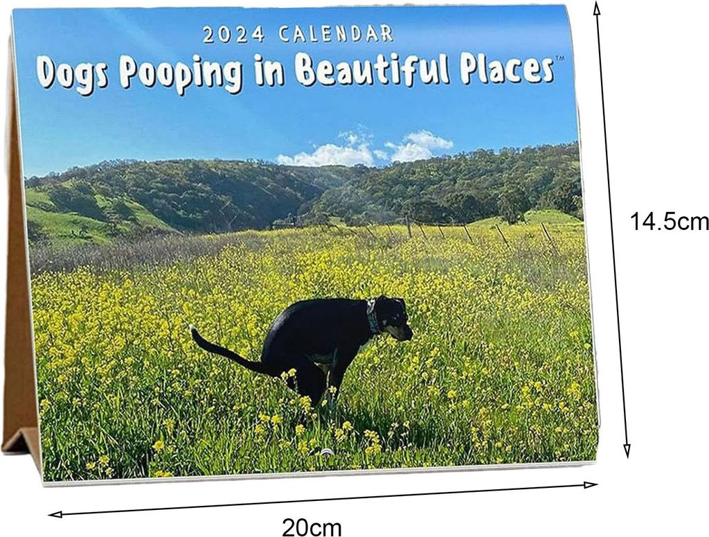 Wandkalender 2024, exquisites Muster, lichtbeständig, ganzseitig, Monate, dickes, stabiles Papier, Hundekot-Kalender, Ornament
