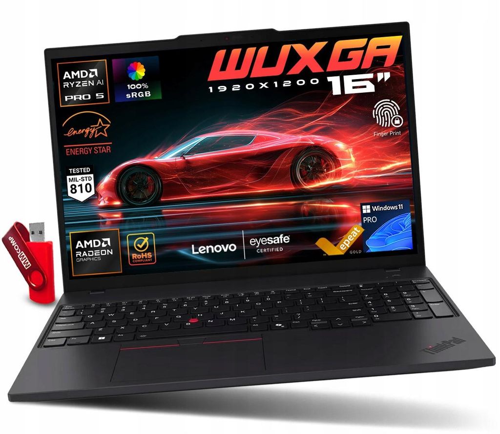 Laptop Lenovo ThinkPad T16 G4 Ryzen AI 5 16GB 512GB SSD WUXGA IPS MOBILNY