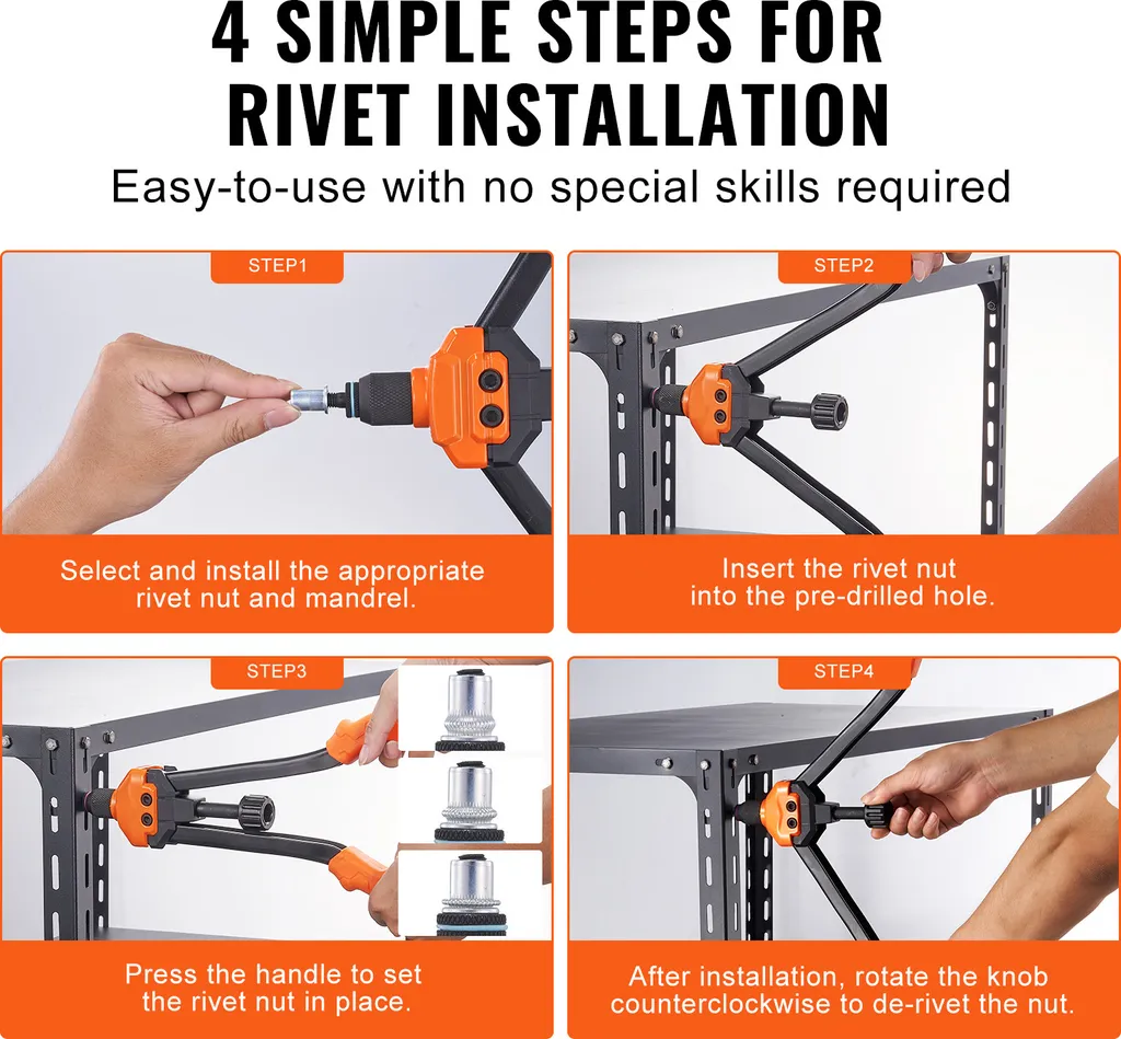 Posez vos inserts filetés sans effort avec cette pince à riveter 16" - 5