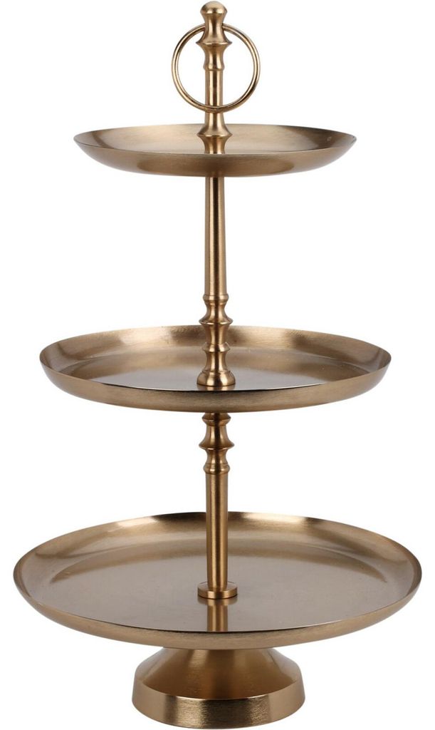 Home & Styling Etagere 3-lagig - gold - Edelstahl - H50 cm Produktbild 